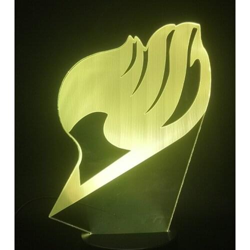 Fairy Tail Logo 3d Night Lights Anime Lamp USB Acrylic Lampara Kid Gift Color Changing Table Led Illusion Action Figure Lighting