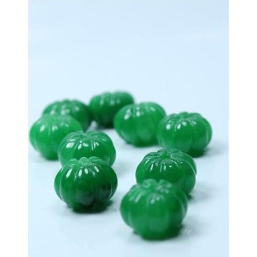 5pc Natural Green Jade Pumpkin 14mm Beads DIY Bracelet Pendants Earrings Charm Jewellery Accessories Amulet Gifts Women