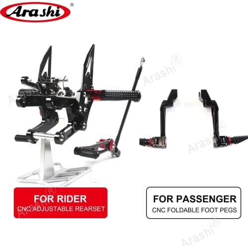 Arashi YZF R6 2006-2016 CNC Adjustable Rider Footrests Rearset Passenger Foot Pegs Pedals For YAMAHA YZF-R6 2012 2013 2014 2015