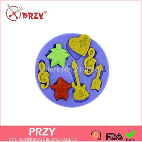 Free shipping Musical Notes /guitar modelling chocolate mold silicon fondant Cake decoration mold wholesale fondant mold