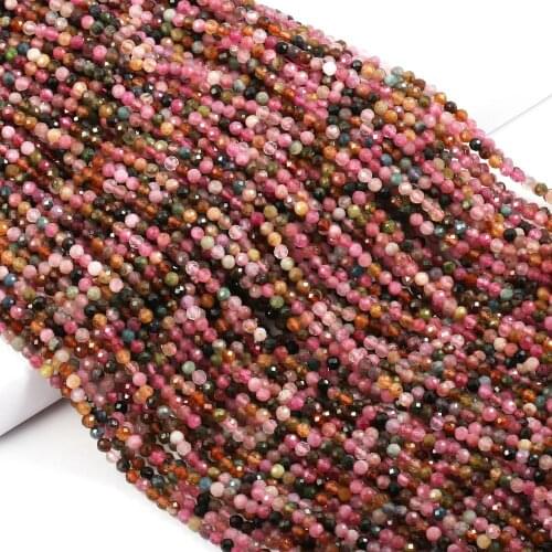 Natural semi precious stone beads Circular section Tourmalines DIY for making Bracelet Necklace 38cm / piece