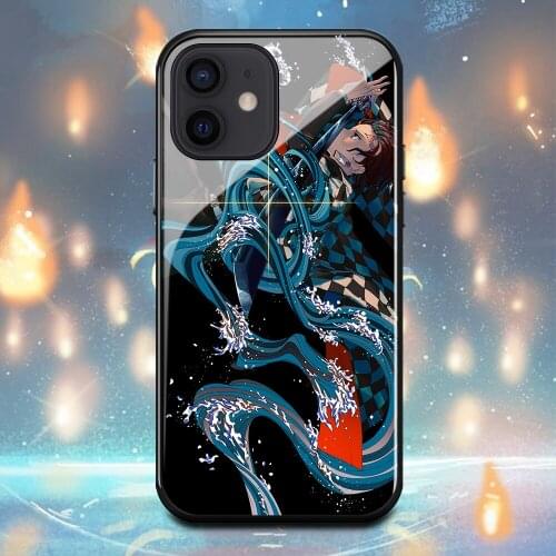 Demon Slayer Kamado Tanjirou Phone Case For Iphone X XR XS Max 12Mini 12Pro 11 11Pro 6 6s 7 8 Plus Tempered glass shell Cover