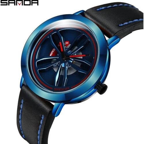 Men Women Watch 2019 Sanda Quartz Wristwatches Rotating Dial Clock Top Brand Luxury Reloj Hombres Leather Wrist Watches