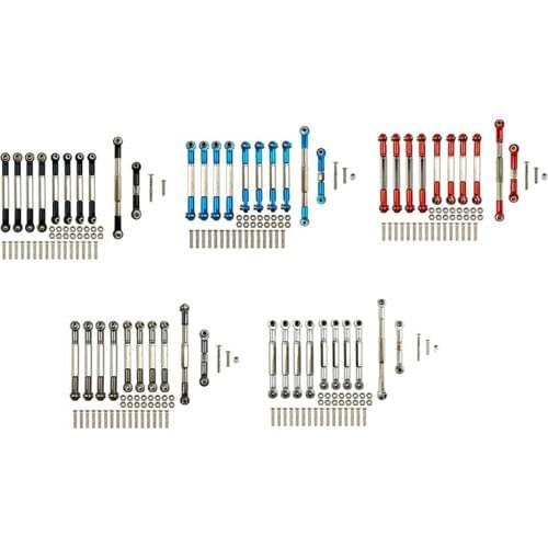 For WPL C14 C24 C24-1 B14 B24 1/16 RC Car Upgrade Parts Metal Pull Rod Steering Link Rod Set Accessories