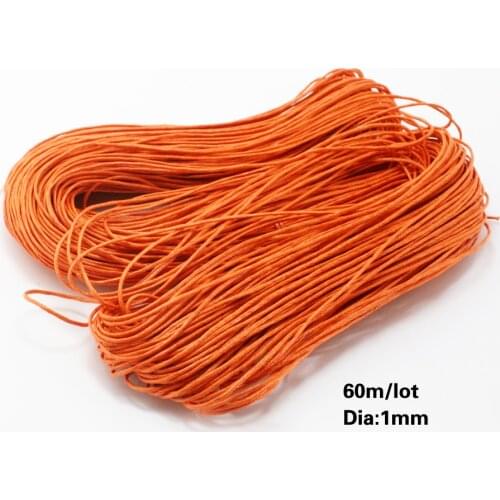 Hot Fashion Cotton Waxed Cord 60m Orange Jewelry Cord Thread Jewelry Findings Accessories 1mm for DIY Fashion Necklace Bracelet
