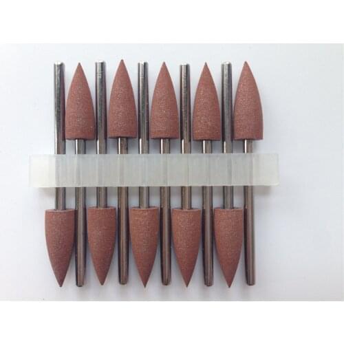 Good Items 10pcs SILICONE Rubber Polishers Diamond Polishing Burs Extra Coarse Brown Resin Base 2.35mm for dental lab