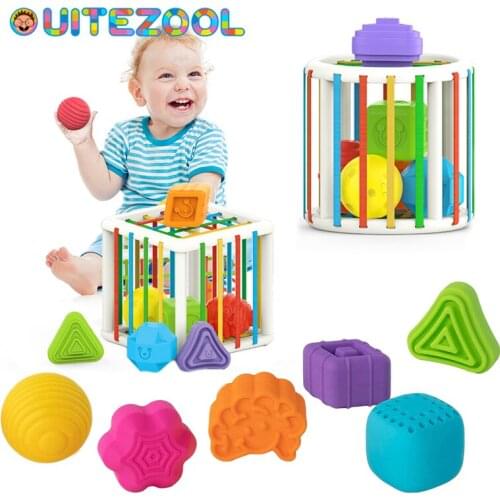 Baby Shape Sorting Toy Motor Skill Tactile Touch Toy 10 Months To 3 Years InnyBin Soft Cube Montessori Educational Toys