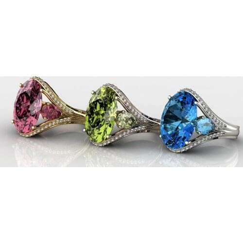 Colorful Geometric zircon ring for women wedding party engagement oval ring jewelry gift high quality