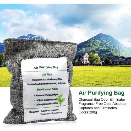 Air Purifying Bag Charcoal Bag Car Home Odor Eliminator Fragrance Free Odor Absorber Capture and Eliminates Odors Deodorant 200g