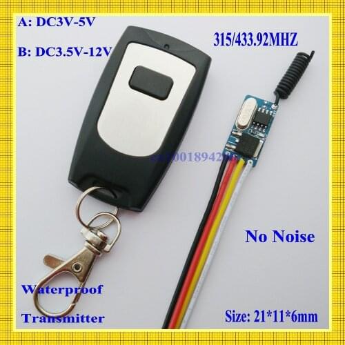 DC3V 3.3V 3.7V 4.5V 5V 6V 9V Mini Receiver Micro ultrathin Remote Control Switch +Waterproof Transmitter M4 T4 Learning Cod