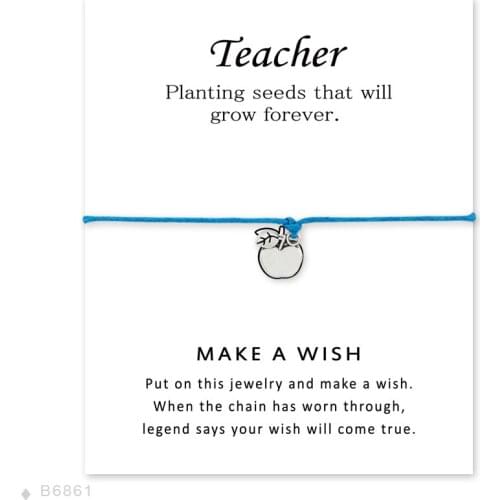 Teach Apple Teacher Bracelets Adjustable Friendship Statement Bracelet For Women Men Gift With Card Best Gift For Teacher