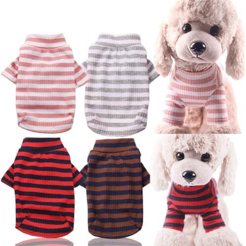 Soft Pet Dog Clothes Striped Pet Shirt Clothing For Small Medium Dogs Chihuahua Puppy Pet Dog Costume Winter Pets Dogs Clothing