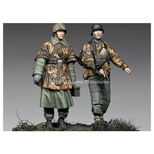 1/35 KG Hansen at Poteau Set #1, 2 figures, Resin Model Soldier GK, World War II military theme, Unassembled and unpainted kit