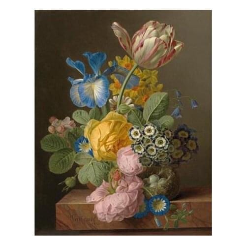 Colored flowers Cross Stitch Kits Crafts Still Life 14CT Unprinted Embroidered Handmade Arts Oil Painting Set Wall Home Decor