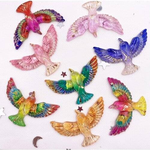 New Shiny Colorful Bird Flatback Rhinestone Appliques DIY 1 Hole Bead Wedding Decoration Home Craft Christmas Gift OD01