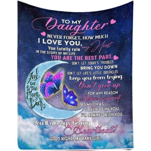 Blanket to My Daughter from Mom I Love You to The Moon and Back Butterfly Moon Throw Blanket