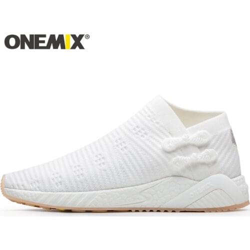 ONEMIX Women Shoes Platforms sneakers Casual Walking Flats Comfortable Knitted Vamp Slip-On Walking Sandals 2019 New
