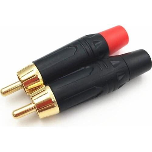 50pcs/lot Wholesale Good Quality Audio Cable Audio Video Black Red End Soldering Golden plated RCA Connectors