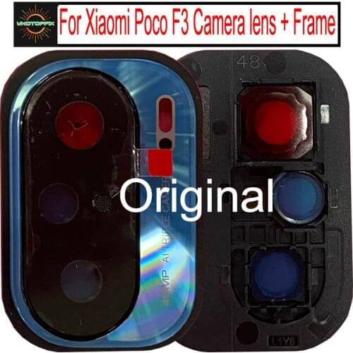 Original For Xiaomi Poco F3 Camera Frame+Back Glass Lens Back Camera For xiaomi Poco F3 camera lens Cover Smartphone replacement