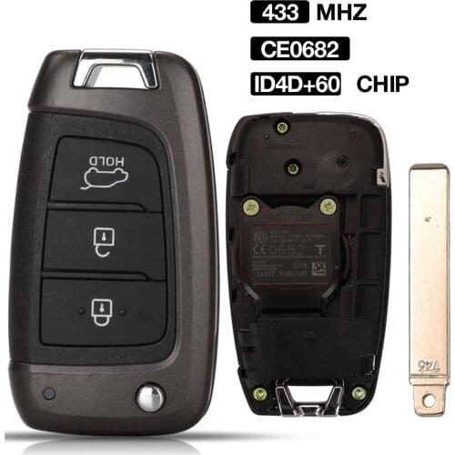 Kutery Original Smart Remote Control Folding Filp Key 4D+60 Chip CE0682 434Mhz 3BUT For Hyundai I30 Hyundai Kona 2018-2019