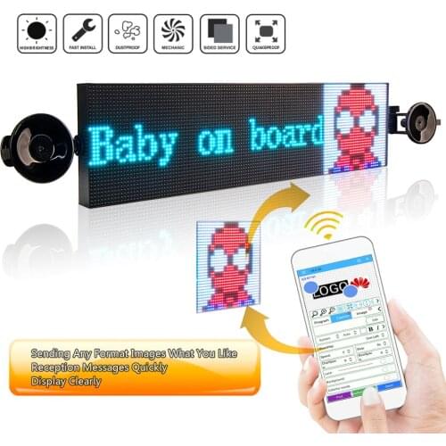 32 x 128 Dots Full Color Emotion Light Picture Display Car Message Board Neon Sign Open App Control for Rear Window