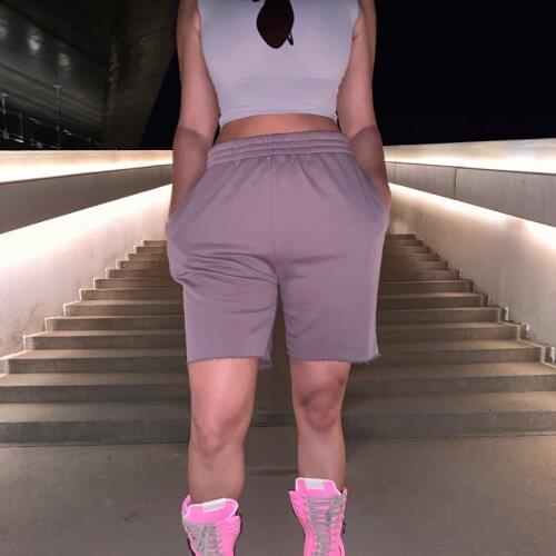 3-color washed thin terry boundless bag hip elastic waist casual quarter shorts 21.6