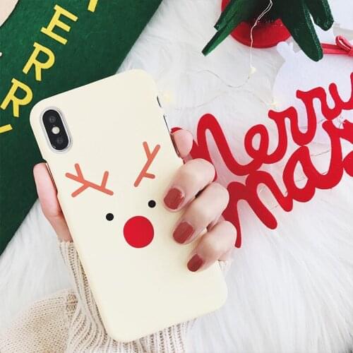Christmas Wapiti Pattern Phone Case For iPhone X Elk Cute Cartoon Hard Back Cover Cases For iPhone 6 6s 7 8 Plus Christmas Gift