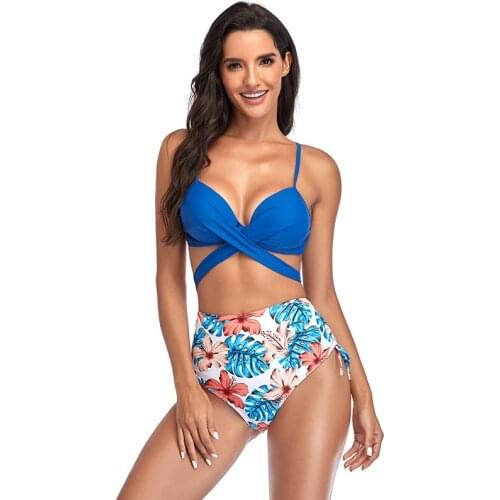 Sexy Bikini Swimwear Big Women Bathing Suits Floral Print Plus Size Swimming Suit 2021 Fashion Female Bather Swimsuits