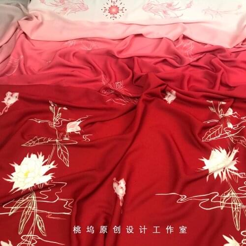 Chinese classical style star deer purple Printed embroidery fabric hanfu skirt cloth 1meter