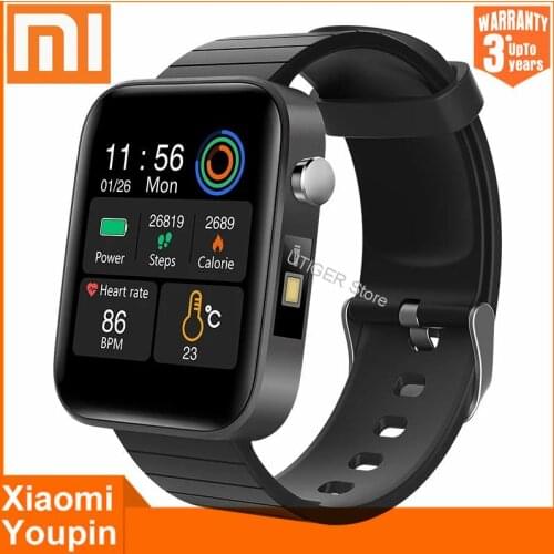 Xiaomi Smart Watch Men Body Temperature Measure Heart Rate Blood Pressure Oxygen Bracelet Call Reminder Smart Watch Black