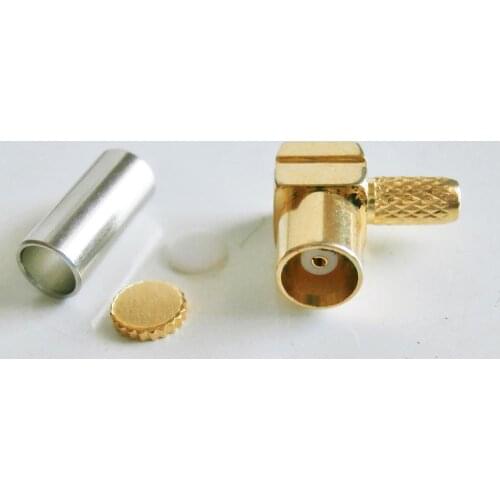 MCX Connector MCX Female 90 Degree Right Angle TYPE L plug Crimp For RG179 LMR100 RG316 RG174 Cable Brass RF Coax Adapter PTFE