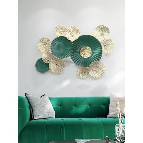 Modern Wrought Iron Round Wall Mural Crafts Office Hotel Wall Hanging Decoration Home Livingroom Porch Wall Sticker Accessories