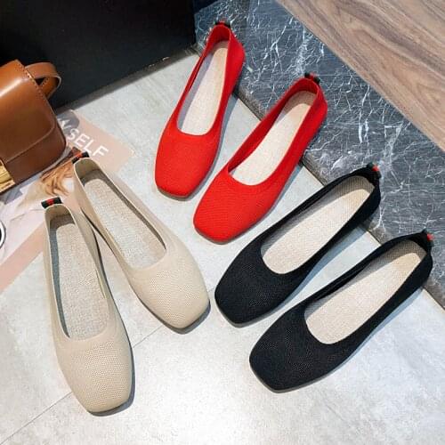 Flying bean shoes single shoes wholesale knitted shoes flat-bottomed breathable small single shoes soft womens shoes