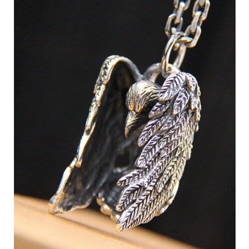 925 Sterling Silver eagle mens punk Pendant Charm A5288