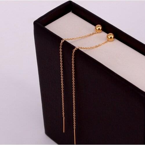 Vintage Simple Ear Line Long Earrings Chain For Women Rose Gold Color Jewelry Fashion Jewelry Long Drop Earrings Bijoux E307