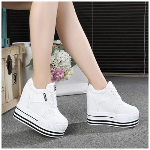 12CM new lady shoes fashion canvas casual wedge shoes woman height increase platform shoes Size 35-39