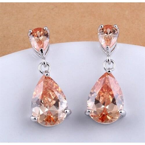 RONGQING Lead Free Copper Droplets Zircon Earrings Trendy Crystal Drop Earrings for Women Everyday Jewelry