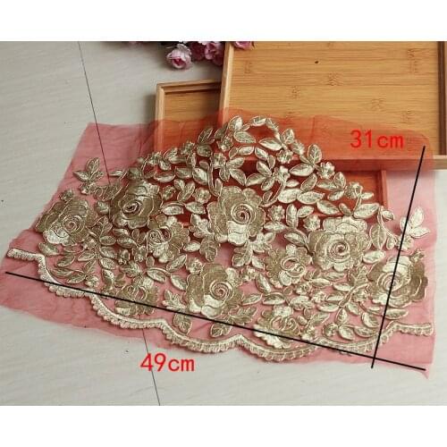 Gold Lace Trim High Quality Wedding Lace Trim Embroidered Retro Lace Bridal 24cm Wide