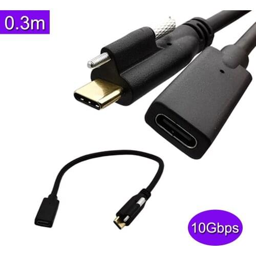 10Gbps 5A USB 3.1 Type-C Female to USB-C Male Data with screw Cable 0.3m