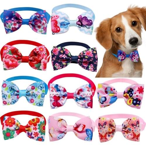 100pcs Spring Summer Dog Accessories Pet Dog Bowties Collar Adjustable Small Dog Bow Ties Pet Supplies