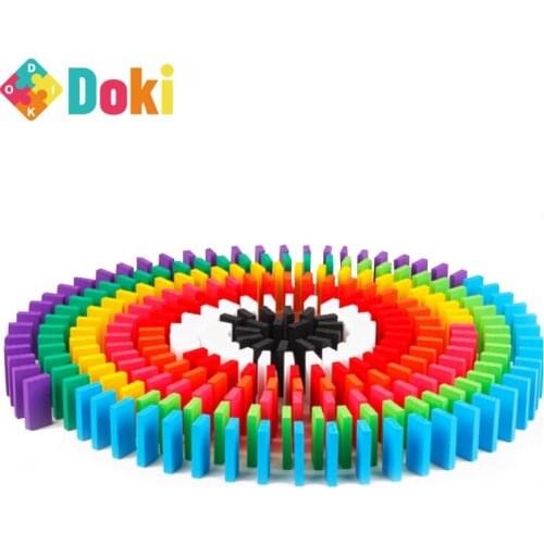 120pcs Children Color Sort Rainbow Wood Domino Blocks Kits Early Bright Dominoes Games Educational Toys For Kid Gift 2021 New