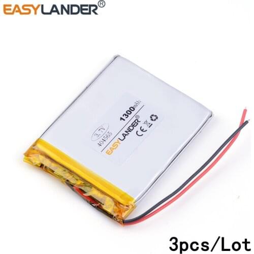 3pcs /Lot 3.7v lithium Li ion polymer rechargeable battery 404565 1300MAH For tablet pc power bank PAD PSP E-book andorid phone
