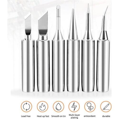 5pcs Iron Nozzle Silver Electric Iron Heads Soldering Iron Head Solder Screwdriver Electric Tip Head Station Welding Repair Tool