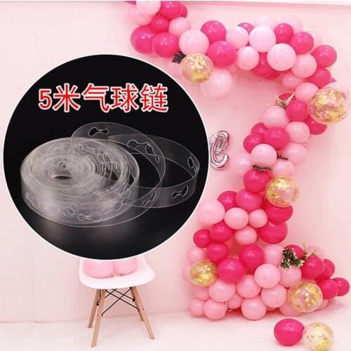 Balloon Accessories 5M Balloon Chain Balloon Arch PVC Rubber Wedding Party Birthday Background Decoration 100pcs Clips ribbon