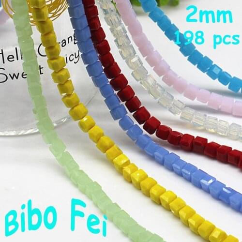 Free shipping multi color 2mm 198PCS Glass Czech crystal beads,Square crystal beads, bracelet necklace Jewelry Making