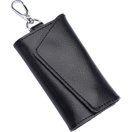 Genuine Cow Leather Keychain Men Women Key Holder Organizer Pouch Car Key Wallet Housekeeper Key Case Mini Card Bag