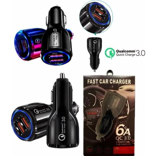 QC 3.0 Quick Car charger Dual usb ports 6A Power adapter fast adaptive car chargers for samsung s8 note 8 gps tablet