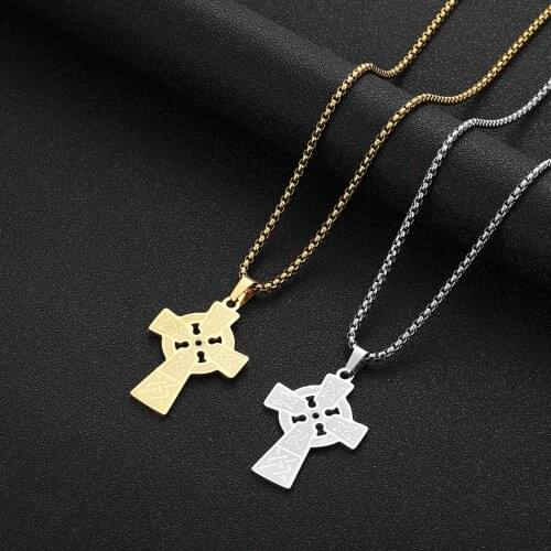 Cxwind Gothic Cross Necklace Knot Pendant Necklace for Female Amulet Choker Stainless Steel Jewelry Women/Men Birthday Gift