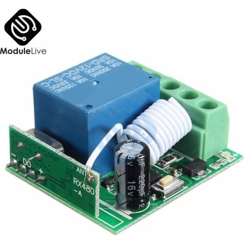 DC 12V 1 Channel 1-CH 1CH 433MHz Wireless Relay Module RF Remote Control Switch Heterodyne Receiver 3.5cmX3cmX1.6cm