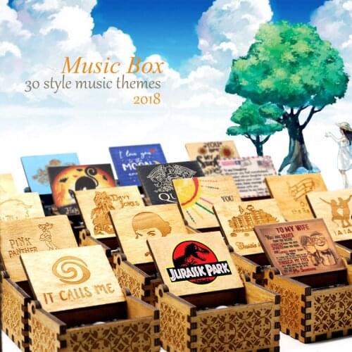 2020 New Black Spirited Away You are MY Queen Bohemian Rhapsody Hand Cranked Wood Music Box Sailor Moon Christmas Gift